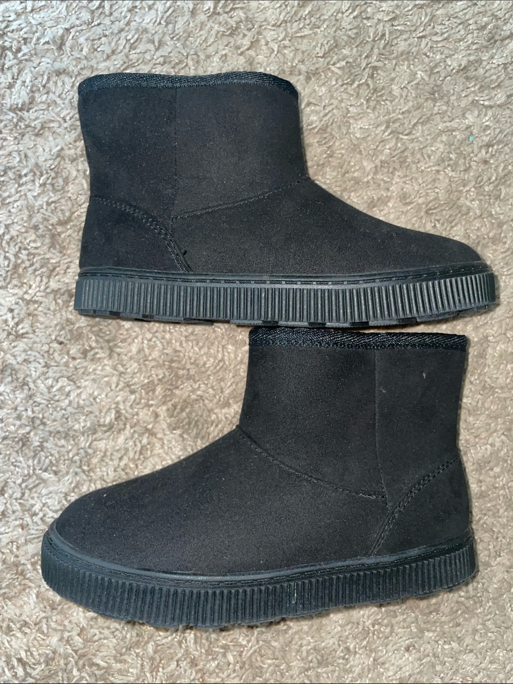 Cat & Jack black faux suede side zip winter kids boots sz 10